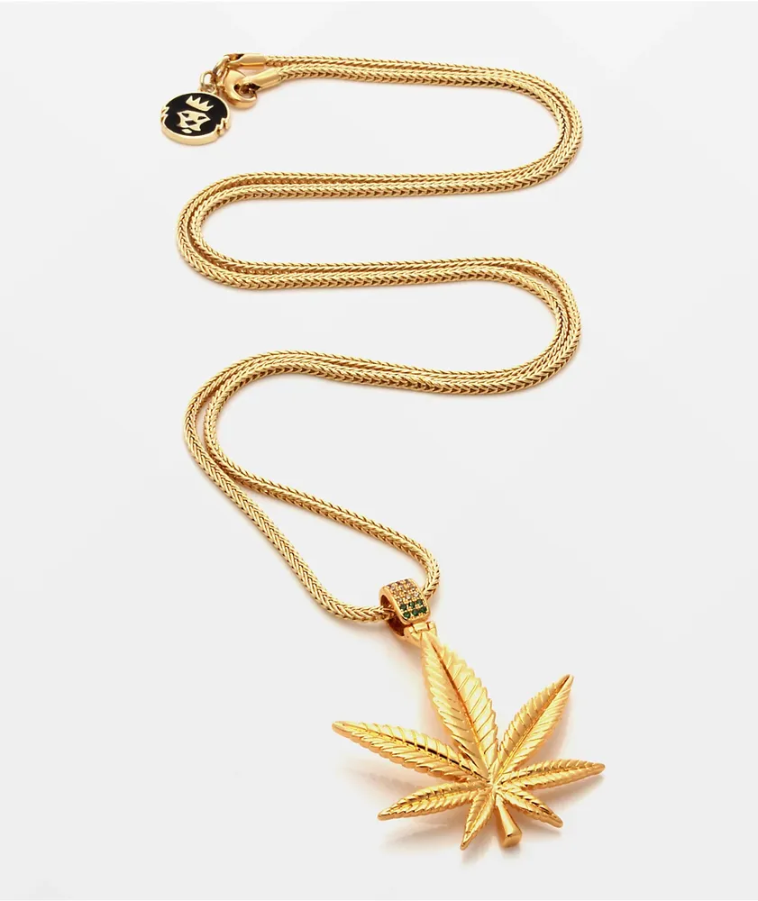 King Ice x Snoop Dogg Jungle Julz Weed Leaf Gold Necklace