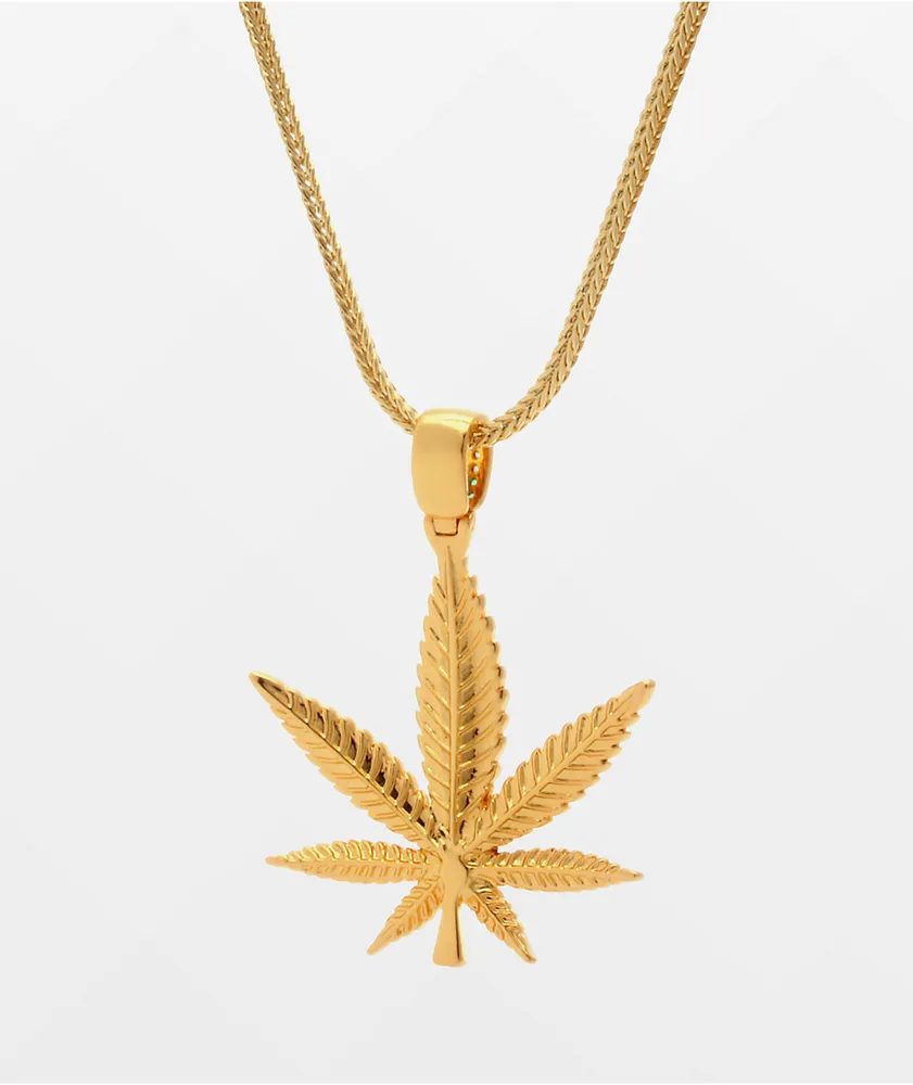 King Ice x Snoop Dogg Jungle Julz Weed Leaf Gold Necklace