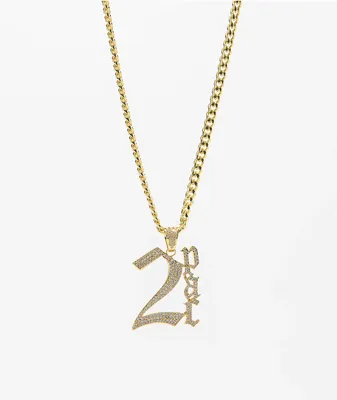 King Ice x Tupac Logo Yellow Gold Necklace