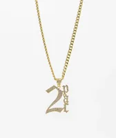 King Ice x Tupac Logo Yellow Gold Necklace