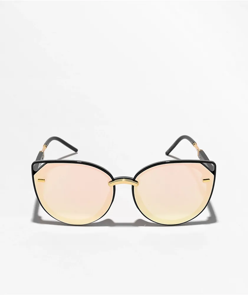 Kitty Rose Gold Round Cat Eye Sunglasses