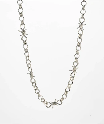 Krone Barb Wire Link Silver Necklace