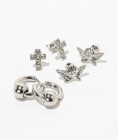 Krone Cherub Silver 3 Pack Earrings