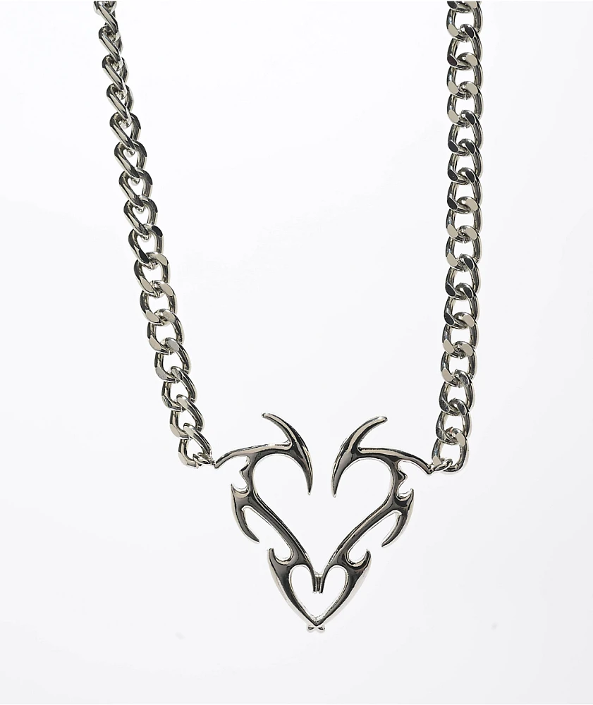 Krone Heart Silver 16" Chain Necklace