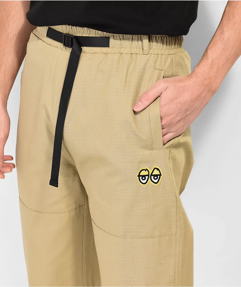 Krooked Eyes Khaki Elastic Waist Pants