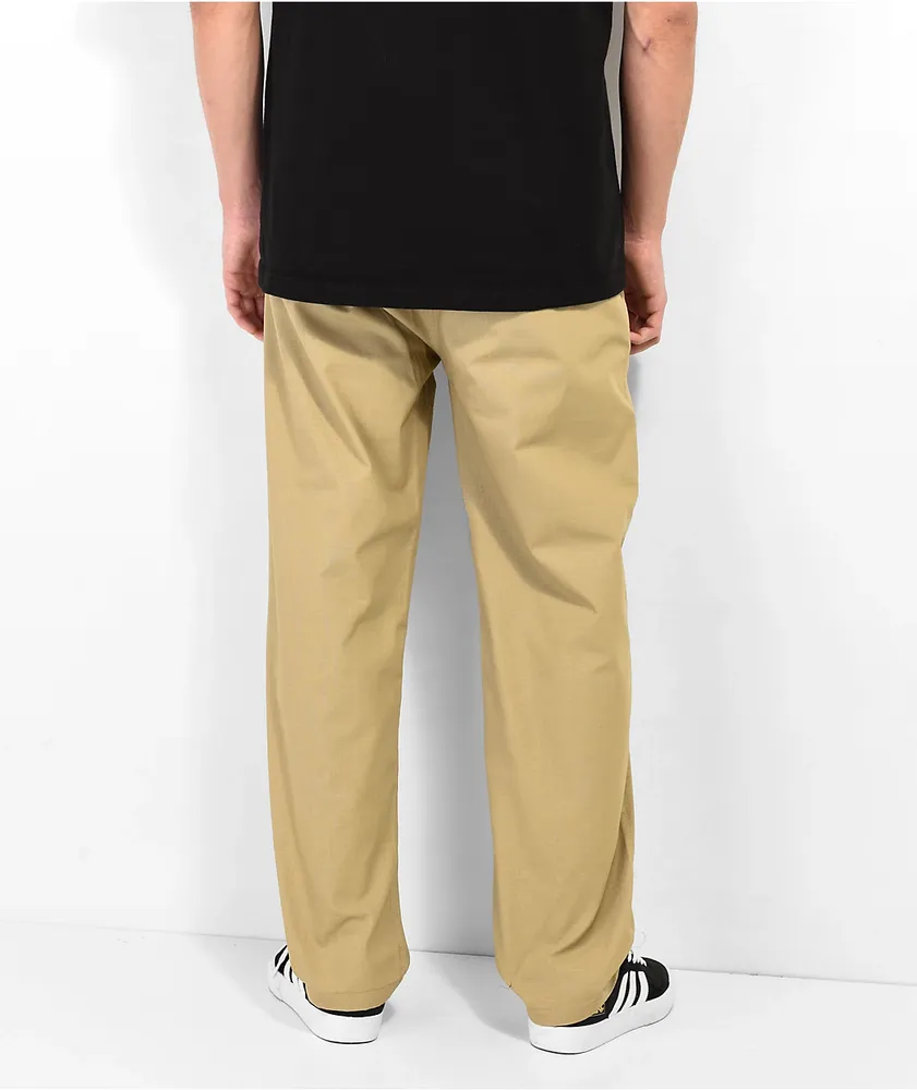 Krooked Eyes Khaki Elastic Waist Pants