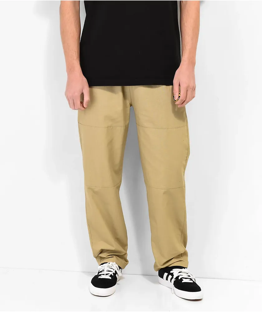 Krooked Eyes Khaki Elastic Waist Pants