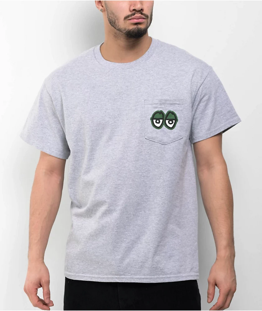 Krooked Strait Eyes Grey Pocket T-Shirt