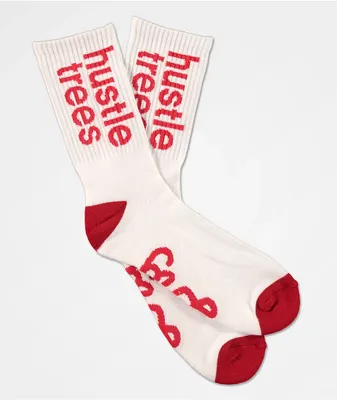 LRG Hustle Trees White & Red Crew Socks