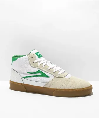 Lakai Cambridge Mid White, Green & Gum Skate Shoes