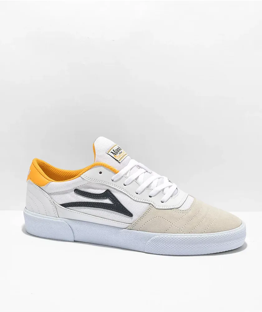 Lakai Cambridge White, Navy & Yellow Skate Shoes