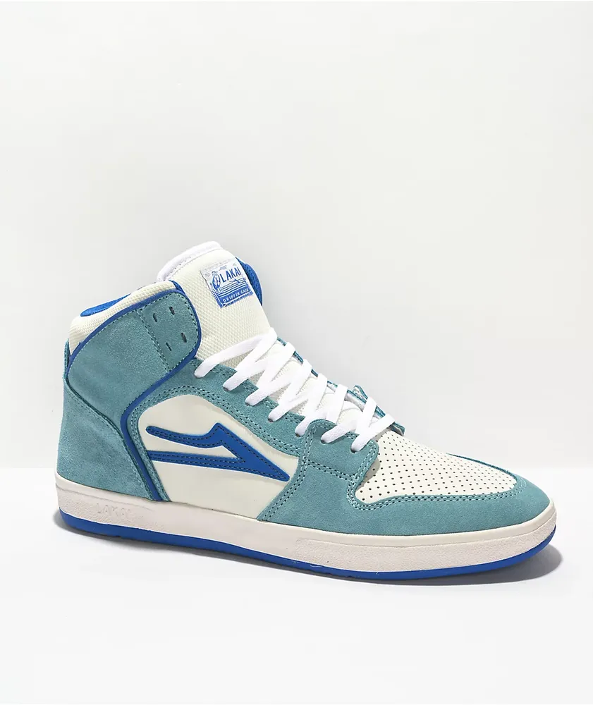 Lakai Gass Telford White & Light Blue Suede High Top Skate Shoes