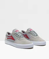 Lakai Manchester Grey & Red Suede Skate Shoes