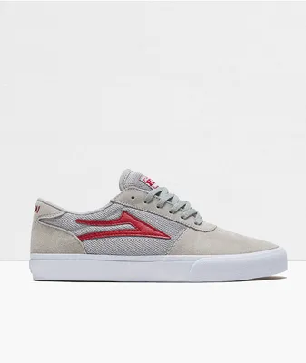 Lakai Manchester Grey & Red Suede Skate Shoes