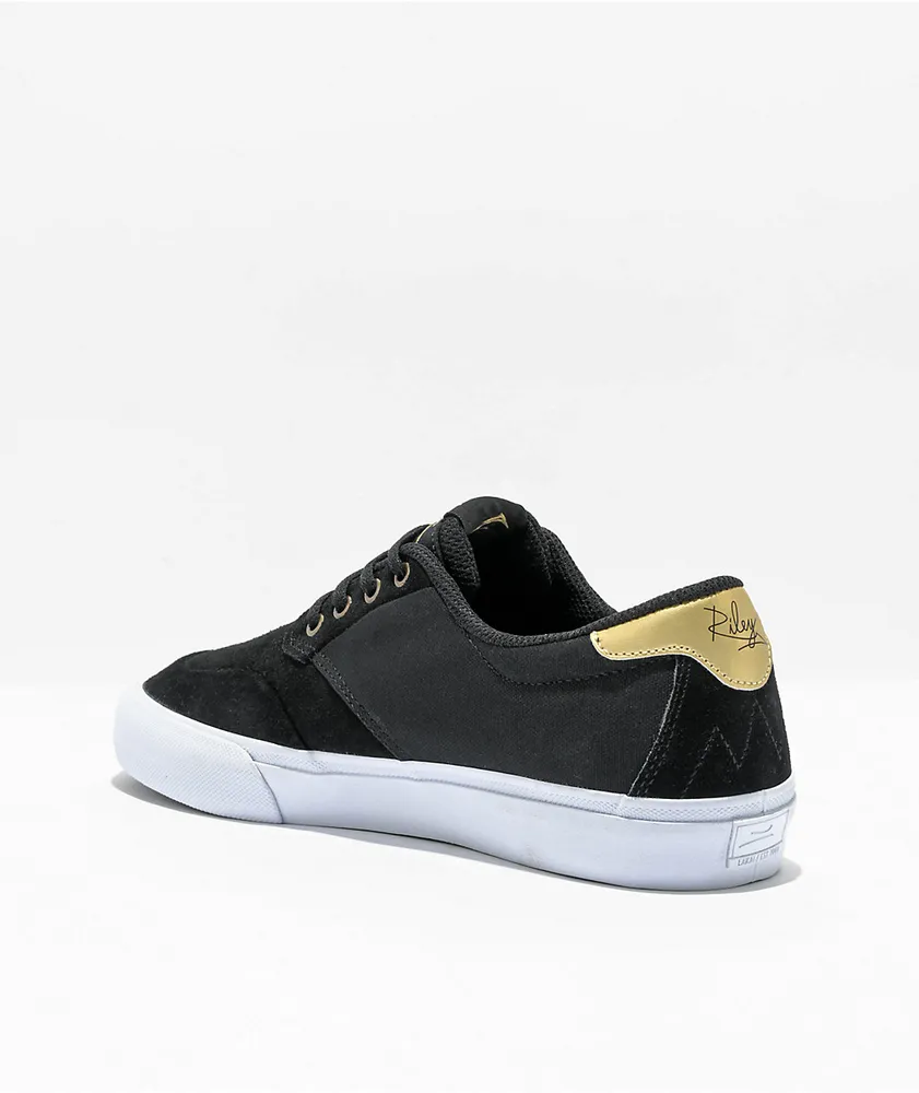 Lakai Riley 3 Black & Gold Suede Skate Shoes