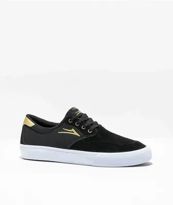 Lakai Riley 3 Black & Gold Suede Skate Shoes