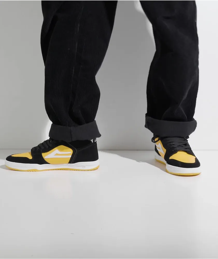 Lakai Telford Black & Yellow Suede High Top Skate Shoes