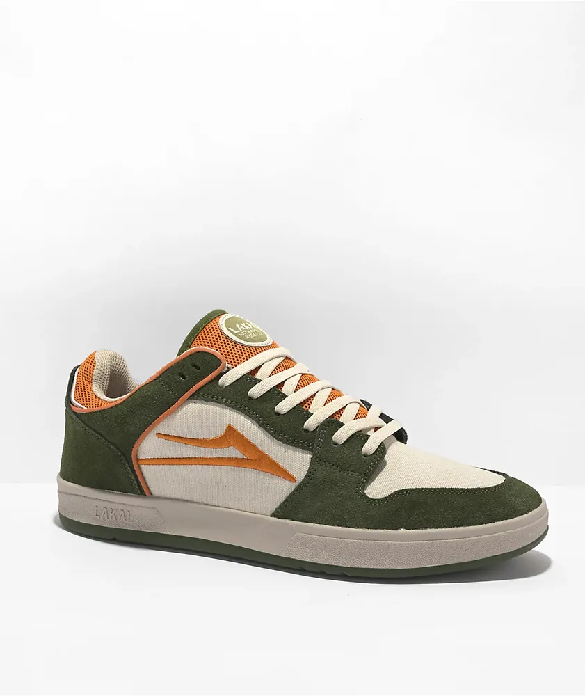 Lakai Telford Low Earth Green & Orange Suede Skate Shoes