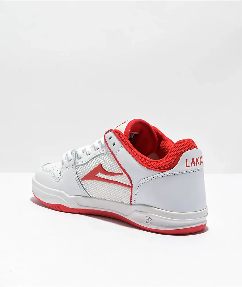 Lakai Telford Low White & Red Skate Shoes