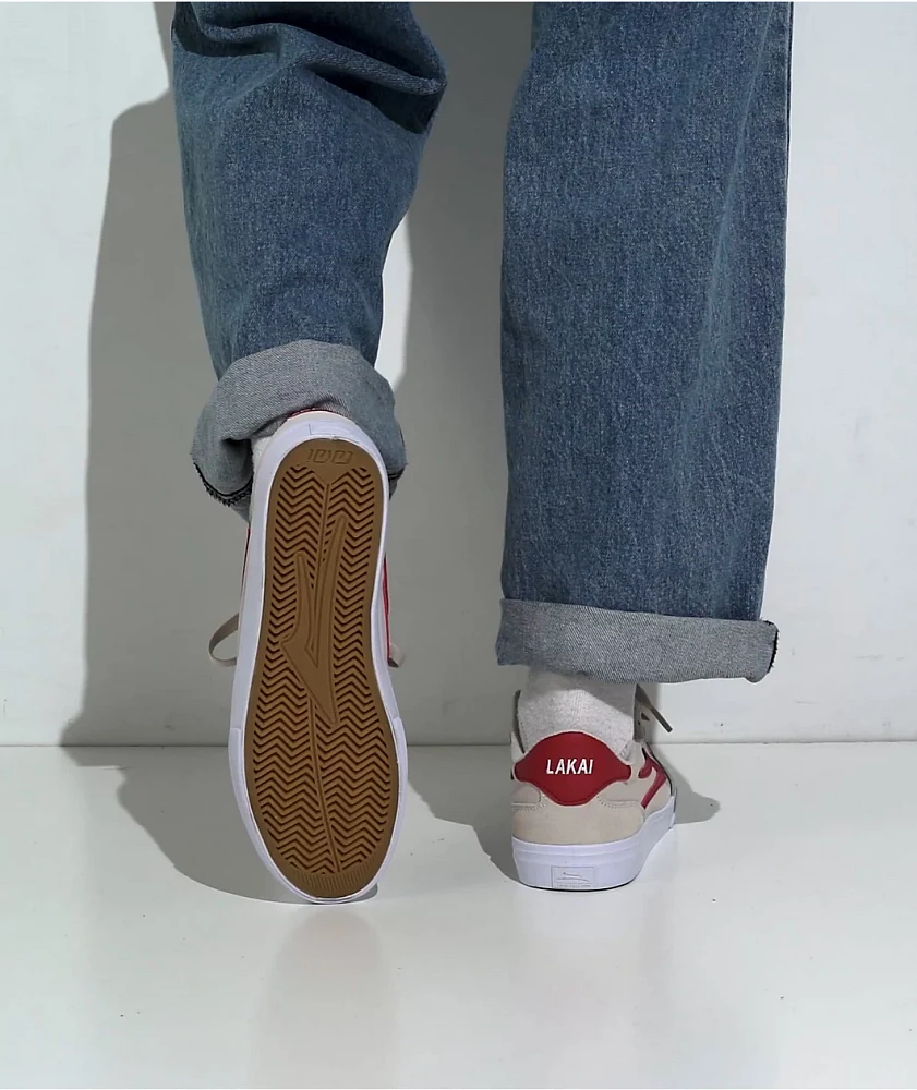 Lakai York Cream & Red Skate Shoe