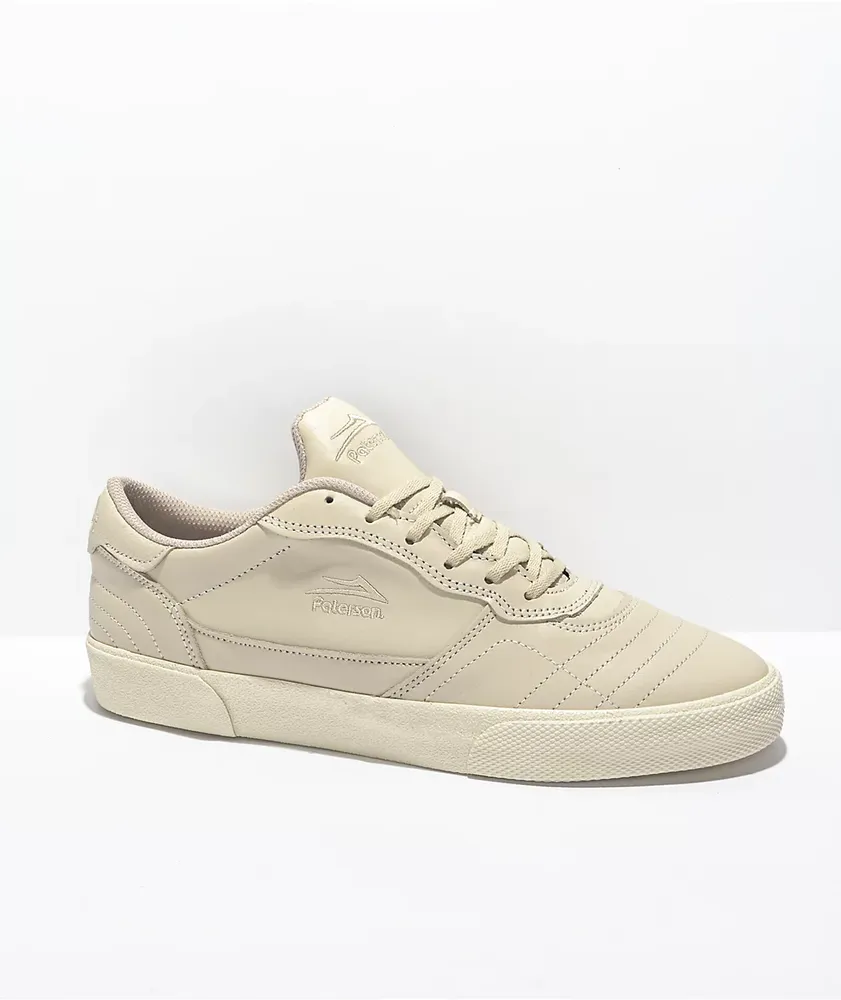 Lakai x Paterson Cambridge Cream Leather Skate Shoes