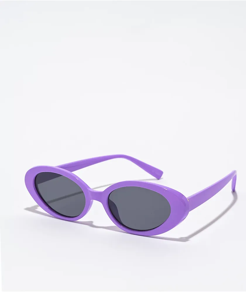 ASOS DESIGN slim oval sunglasses in blue | ASOS