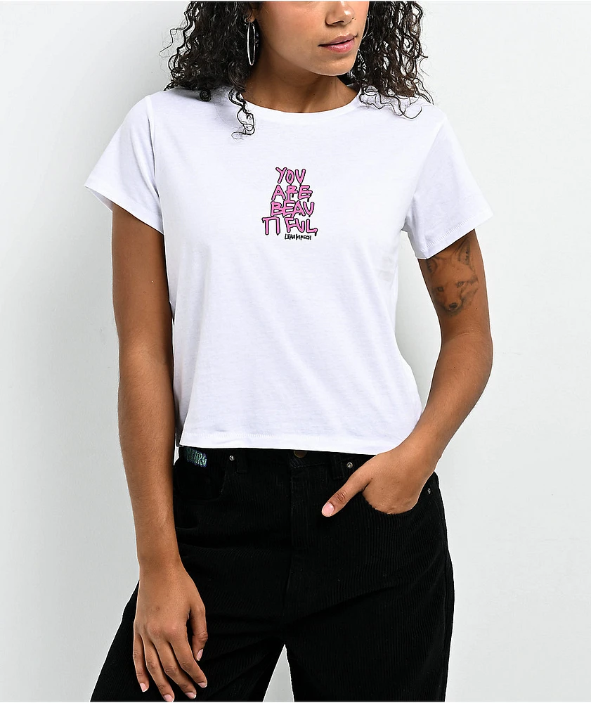 Leah Kirsch You Are Beautiful White Crop T-Shirt