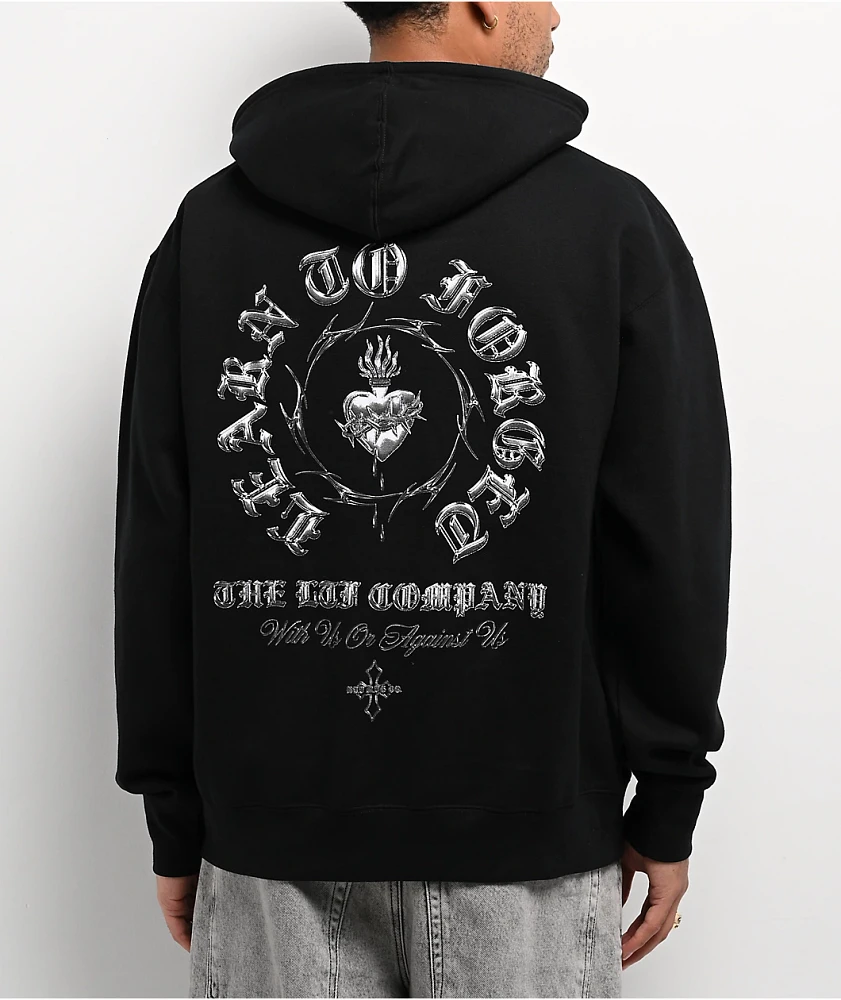 Learn To Forget Sacred Chrome Black Zip Hoodie