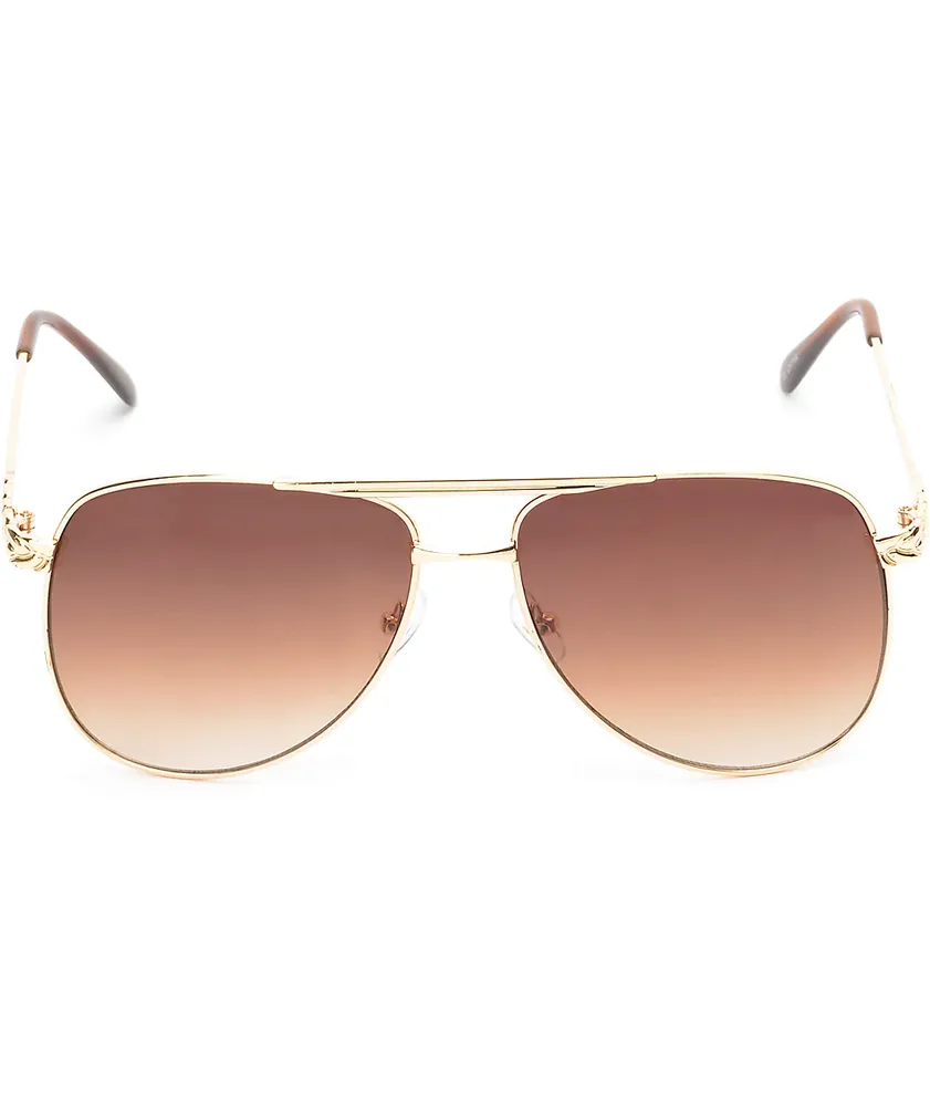 Light Brown Pilot Sunglasses