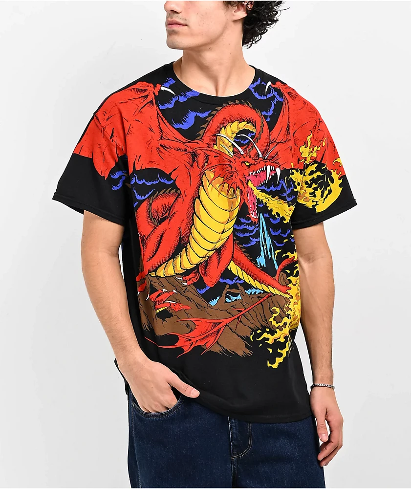 Liquid Blue Dragon Black T-Shirt