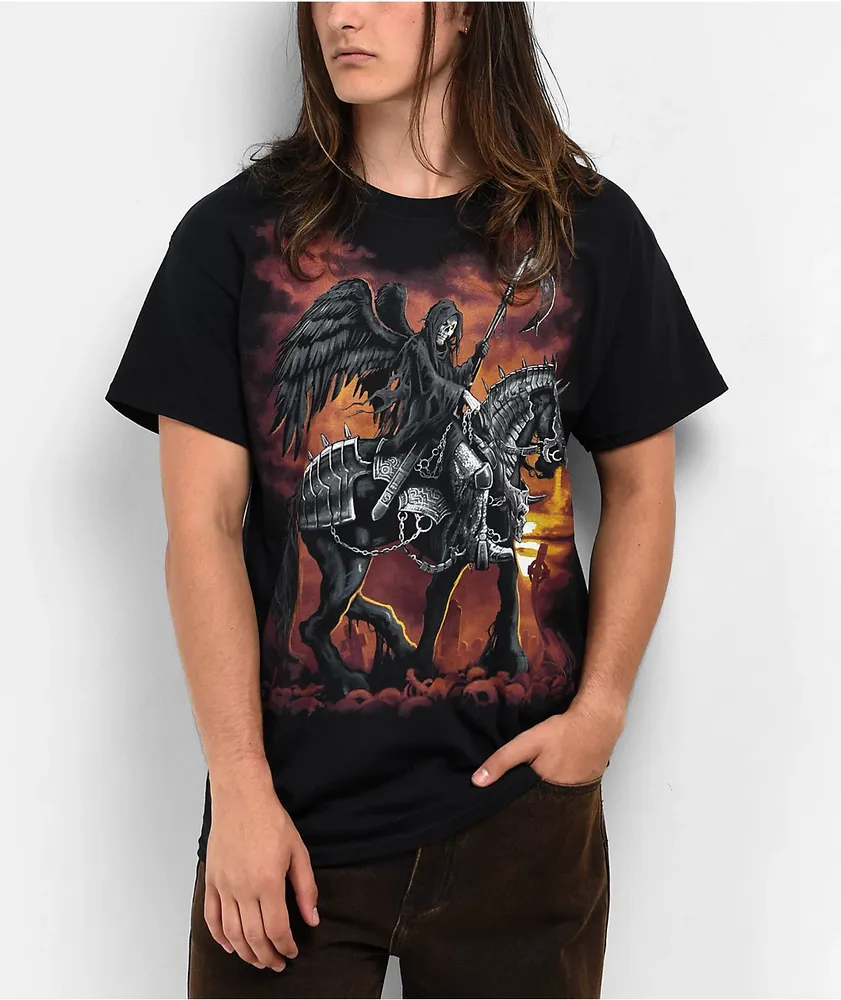 Liquid Blue Reaper Horse Black T-Shirt