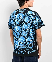 Liquid Blue Skull Pile Blue T-Shirt