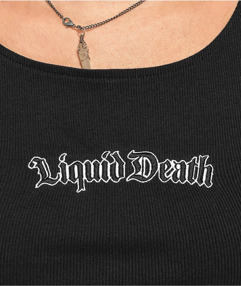 Liquid Death Arched Logo Black Crop T-Shirt
