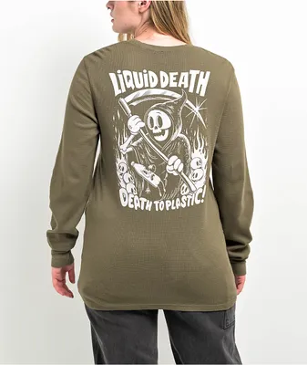 Liquid Death Bottle Slaughter Green Long Sleeve Thermal Shirt