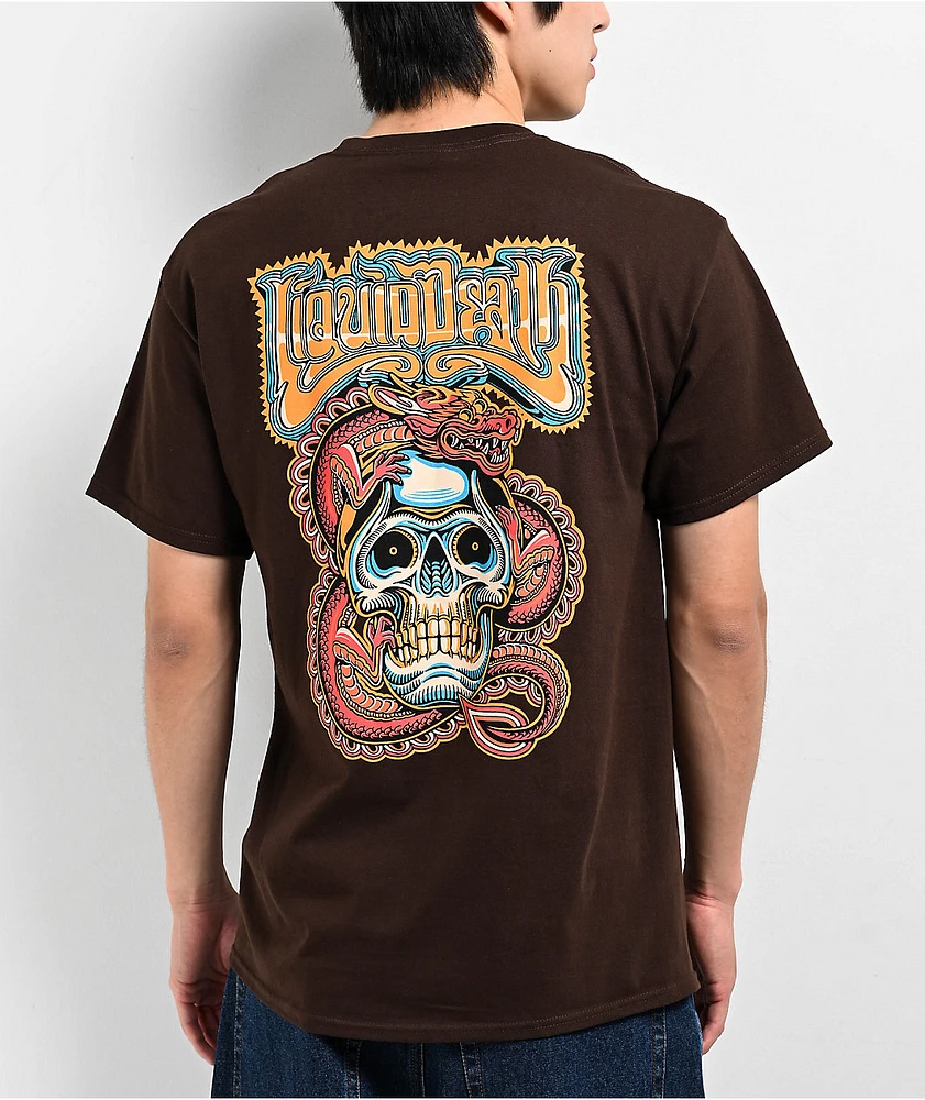 Liquid Death House Of Skulls Brown T-Shirt