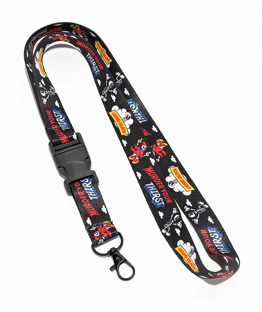 Liquid Death Reaping Rainbow Black Lanyard