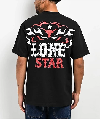 Lonestar by That Mexican OT Flames Black T-Shirt