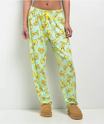 Looney Tunes Tweety Bird Green & Yellow Pajama Pants