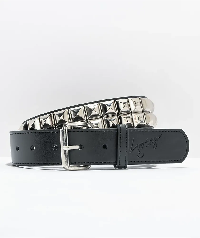 Double Black Pyramid Stud Belt