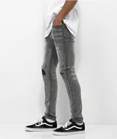 Lost Hills Ripped Paint Grey Skinny Jeans