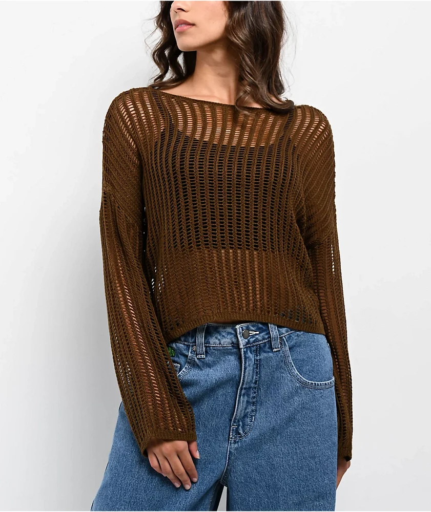 Love Knits NYC Open Knit Brown Sweater