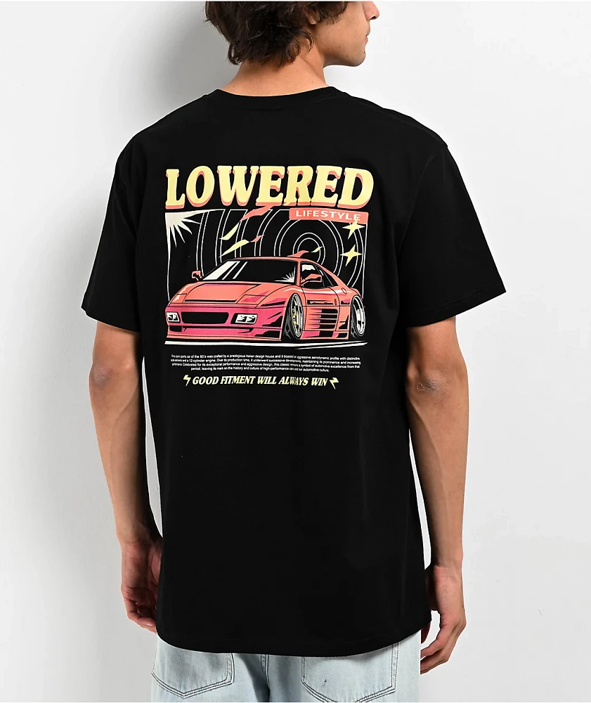 Lowered Lifestyle Retro Fitment Black T-Shirt