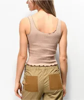 Lunachix Merrow Edge Ribbed Nude Crop Tank Top