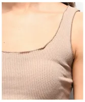 Lunachix Merrow Edge Ribbed Nude Crop Tank Top