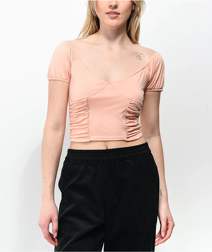 Lunachix Peach Corset Crop Top