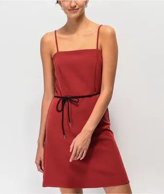 Lunachix Red Shoelace Belt Mini Dress
