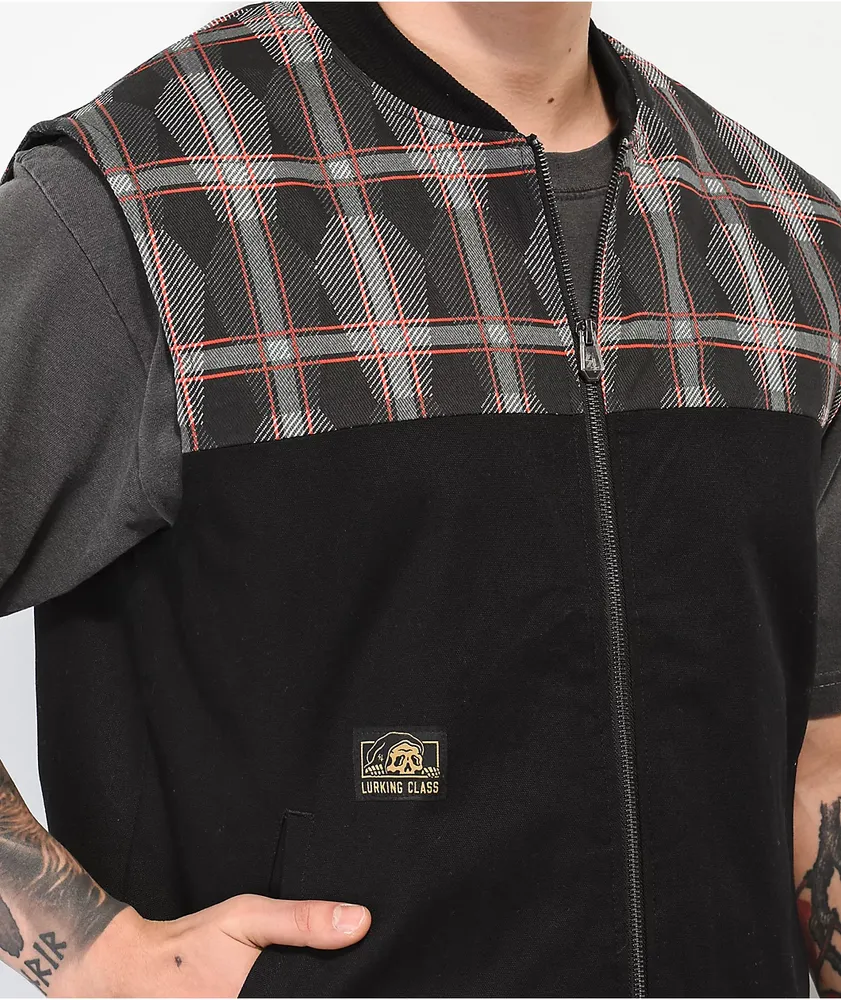 Lurking Class By Sketchy Tank Coffin Plaid Black Vest
