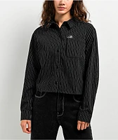 Lurking Class By Sketchy Tank Lurker Stripe Black & White Long Sleeve Crop Button Up Shirt