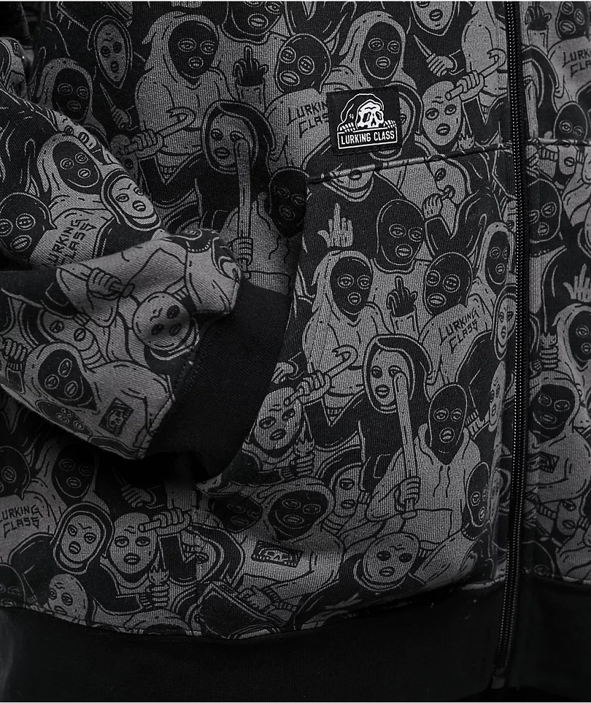 Lurking Class By Sketchy Tank Mob Grey & Black Zip Hoodie