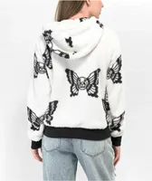 Lurking Class By Sketchy Tank Skull Fly Black & White Sherpa Zip Hoodie